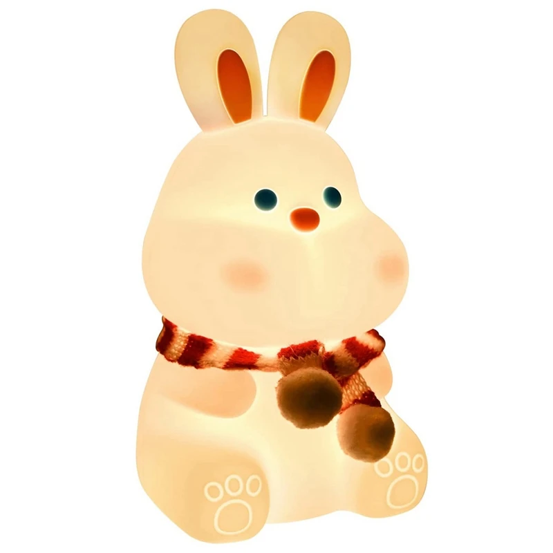 Simpatico coniglietto per bambini, luce notturna, 7 colori che cambiano, lampada Kawaii con controllo del rubinetto, morbido silicone, arredamento per la camera, ricaricabile tramite USB