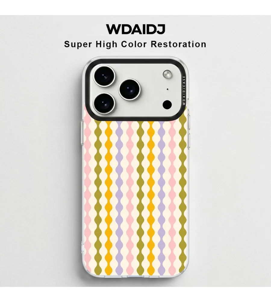 

Vintage Groovy Wavy Stripe Design Clear Phone Case For Iphone 13 14 15 16 17 Crystal Clear Anti Yellowing Phone Case