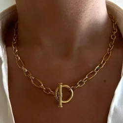 New Chunky Chain Necklace Women Simple Toggle Clasp Chain Necklace For Women Jewelry Gift Exaggerated Necklace
