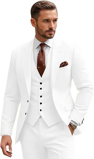 

Formal Men's Suits Customized Peak Lapel 3 Pieces Blazer Vest and Pants Set Slim Fit Wedding Dresses Business 2025 New