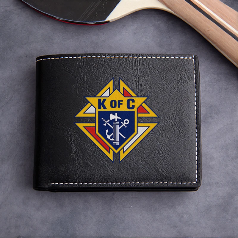 K OF C Embroidered PU Leather Wallet for Men Premium Compact Design Durable Lightweight Business Style