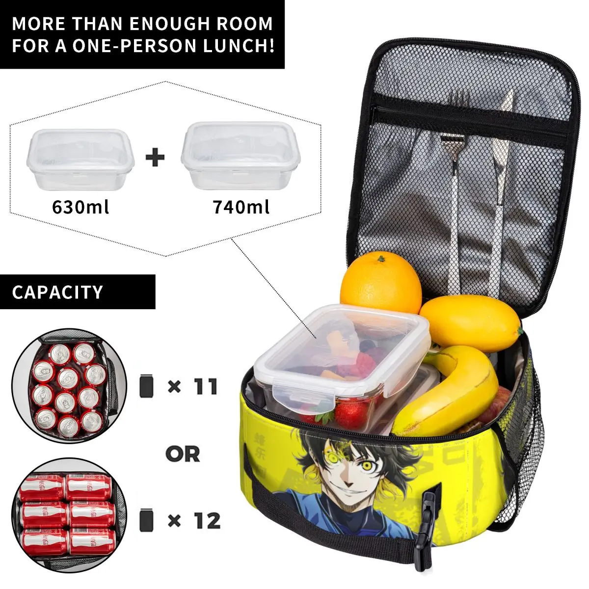 Anime Blue Locks Thermal Insulated Lunch Bags for Work Portable Food Container Bags Thermal Cooler Lunch Boxes - view 4