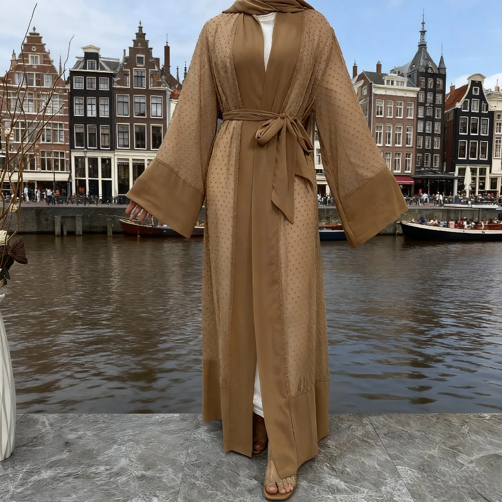 

Ramadan Muslim Women Abaya Morocco Dress Dubai Caftan Abayas Dubai Polka Dot Party Dresses Kaftan Robe Longue Vestidos Largos