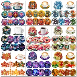 8Pcs/Set DIY Diamond Painting Coaster Ornament Animal Flower Butterfly Drink Cup Diamond Embroidery Art Kit Decoration 10x10cm