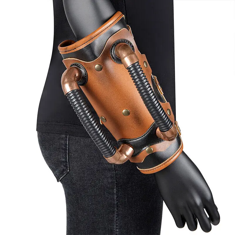 Steampunk Knights PU pulseira de couro para homens e mulheres, bracers medievais, adereços Halloween, acessórios cosplay