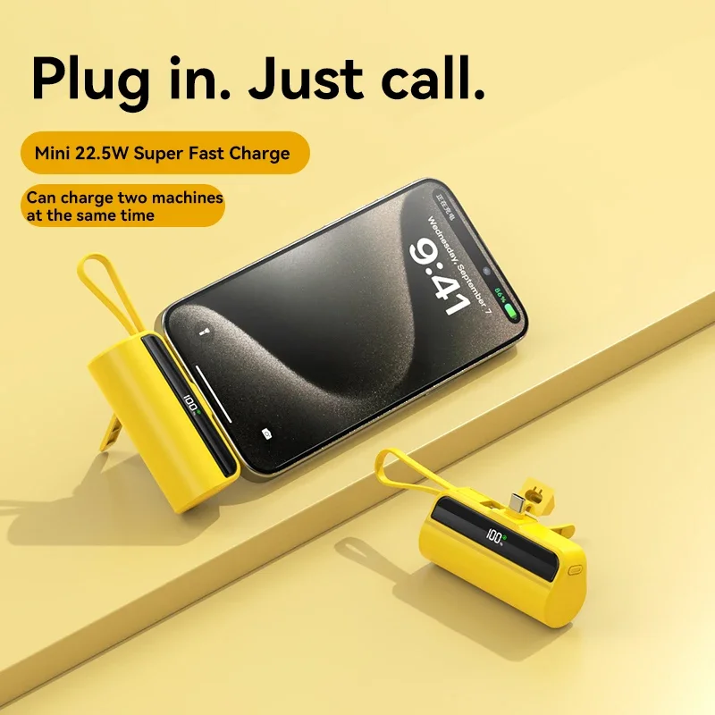 50000mAh Capsule Power Bank Mini Portable Pocket External Battery Two-Way Fast Charging Digital Display With Stand Fast Shipping