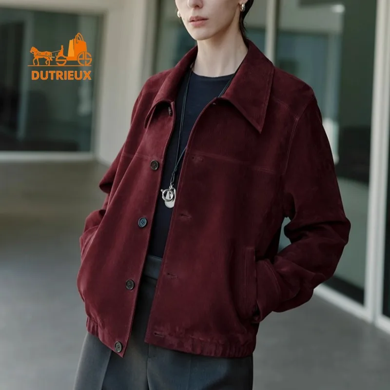 2025 Winter-Damen-Lederjacke mit Revers-Silhouette, 100 % echtes Schaffell, exquisiter, intellektueller und sanfter Echtledermantel
