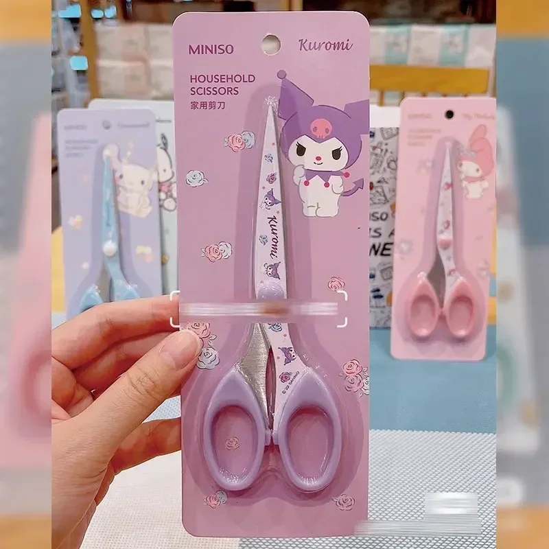 Kawaii Sanrio Anime Household Scissors Cinnamoroll Kuromi My Melody Cartoon Printing Craftsman Paper ScissorsOffice Supplies