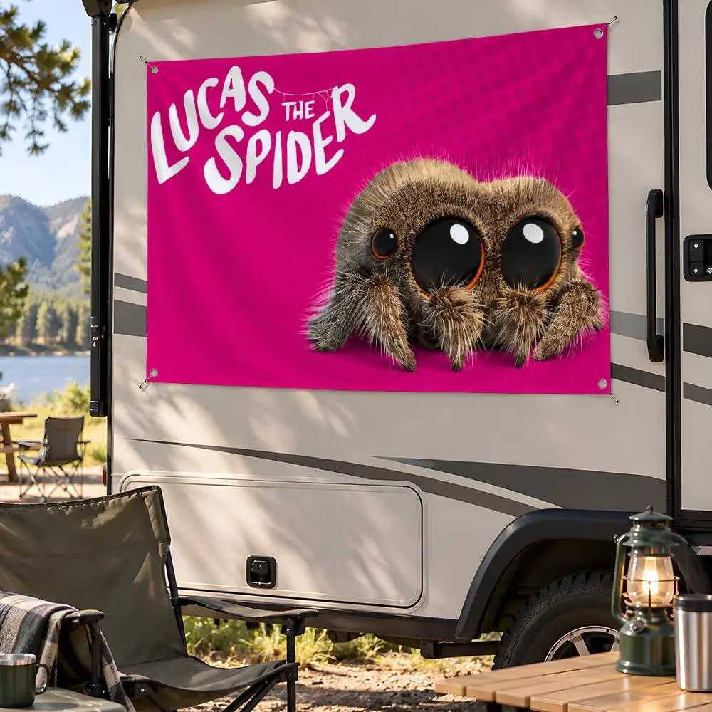 Cartoon Cute Lucas the Spider Flags Fan Flag Banner Wall Hanging Outdoor Yard Camping Dorm Garage Party Home Decor Gift