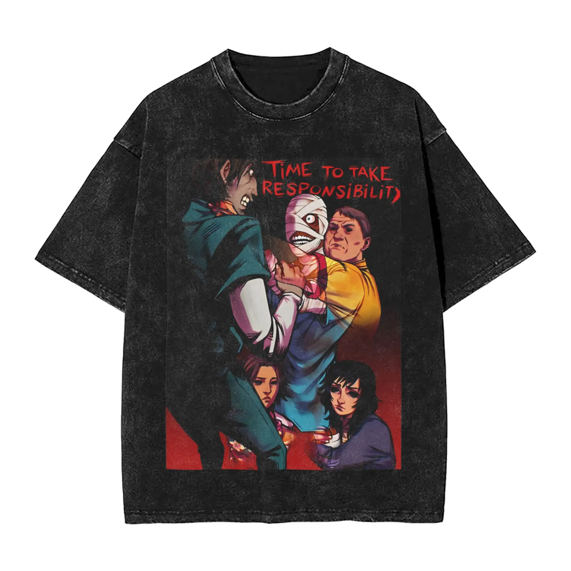 2024 Summer Time to Take Responsibility Mouthwashing Washed T Shirts Merch Oversize T-Shirt Horror Game Men Women Tee