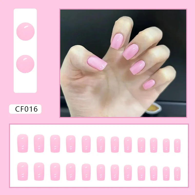 24Pcs/Set Nude Fake Nails Tips Brighten Skin Tone Show White Simple Wearing False Nails Removable Medium Square Press on Nail