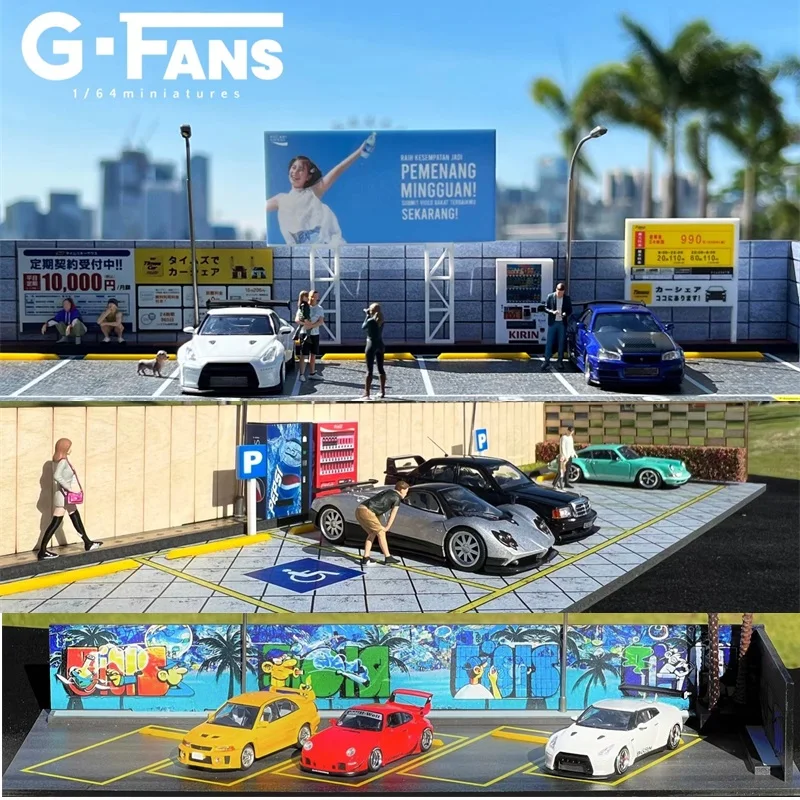 G-Fans 1:64 Diorama Garden Japan Street Beach parking Scene Model Car display