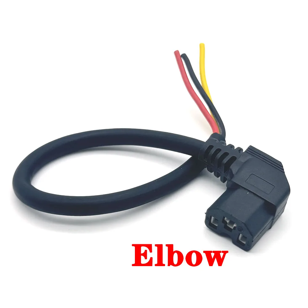 E-bike Battery Charging Plug Three Vertical Charging Socket with 12AWG Cable Wire Elbow Connector for 60V 72V Electric Vehicle