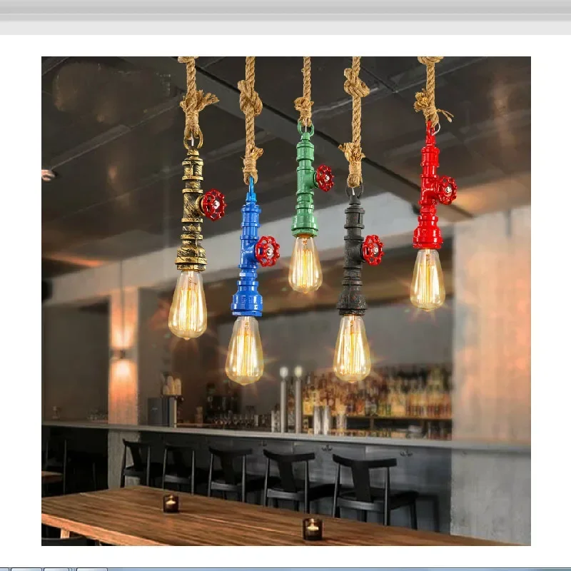 Nordic Loft Vintage Retro Wrought Iron Copper Chandelier Pulley Industrial Lamps E27 Edison Pendant Lamp Home Light Fixtures