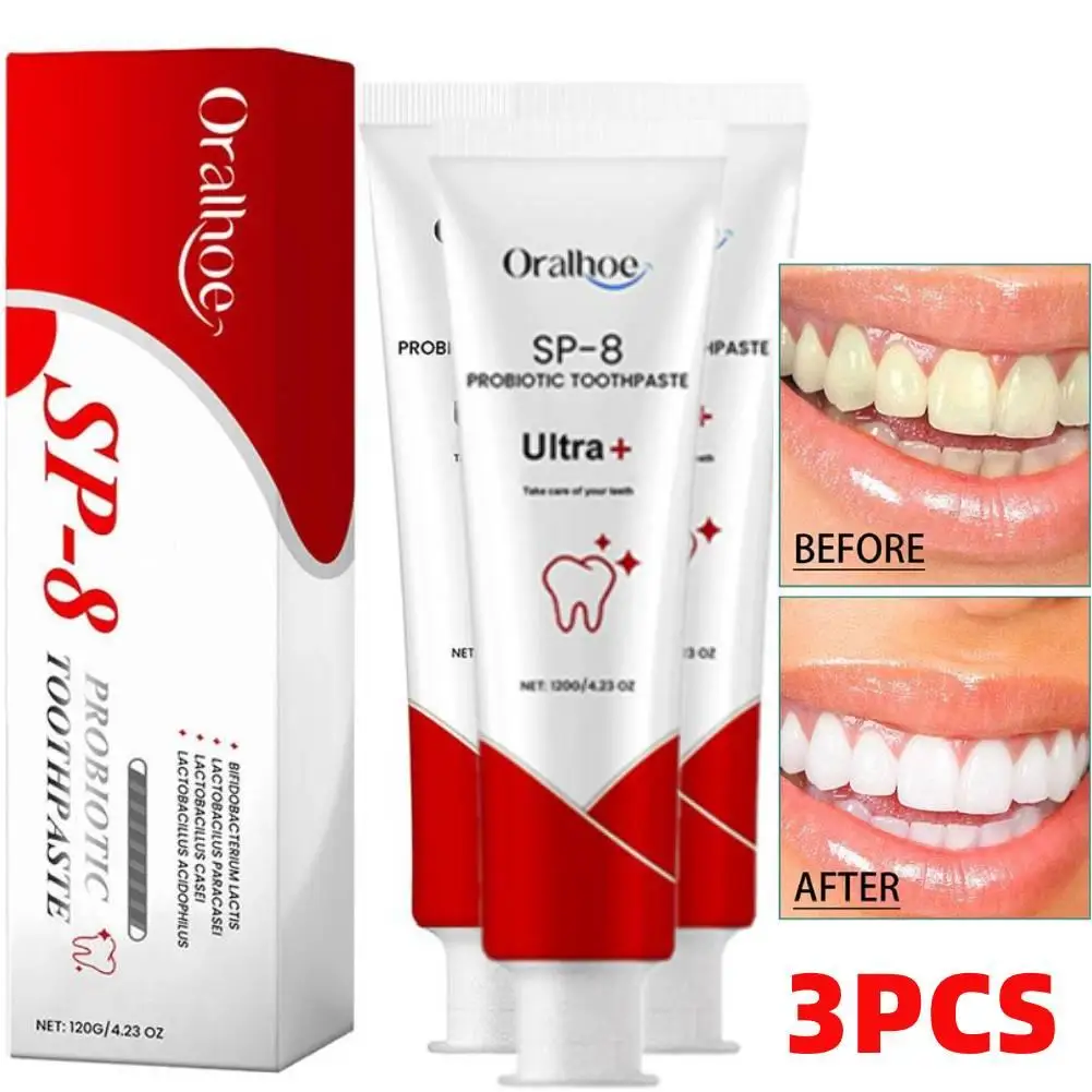 

3PCS SP-8 Toothpaste Whitening Toothpaste Fresh Breath Triple Whitening Teeth Oral Health Management Deep Probiotic Product