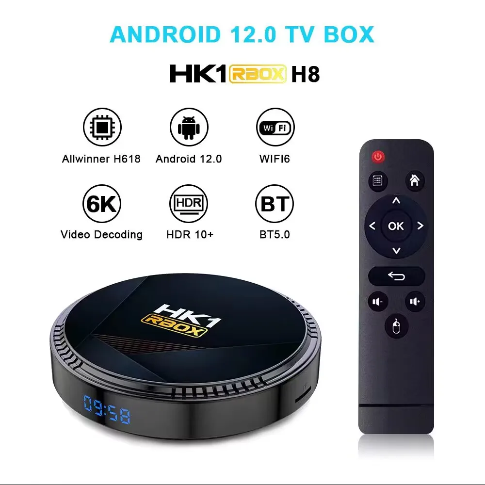 

New HK1 RBOX-H8 TV Box android 12 Allwinner H618 4G 32G 64G 128G WIFI6 4K BT5.0+ Dual band wifi Set Top Box android tv box 2022