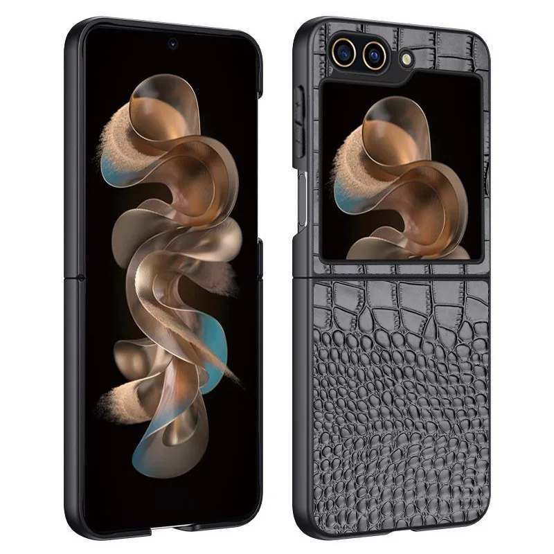 Luxo couro genuíno carteira caso de telefone de negócios para samsung galaxy flip6 flip 6 capa slot para cartão de crédito capa coldre casos