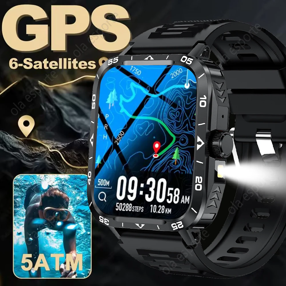 

2025 Новые GPS Смарт-часы для мужчин 1,95-дюймовый HD AMOLED-экран Компас Bluetooth-вызов 5ATM Водонепроницаемые спортивные умные часы для Android IOS