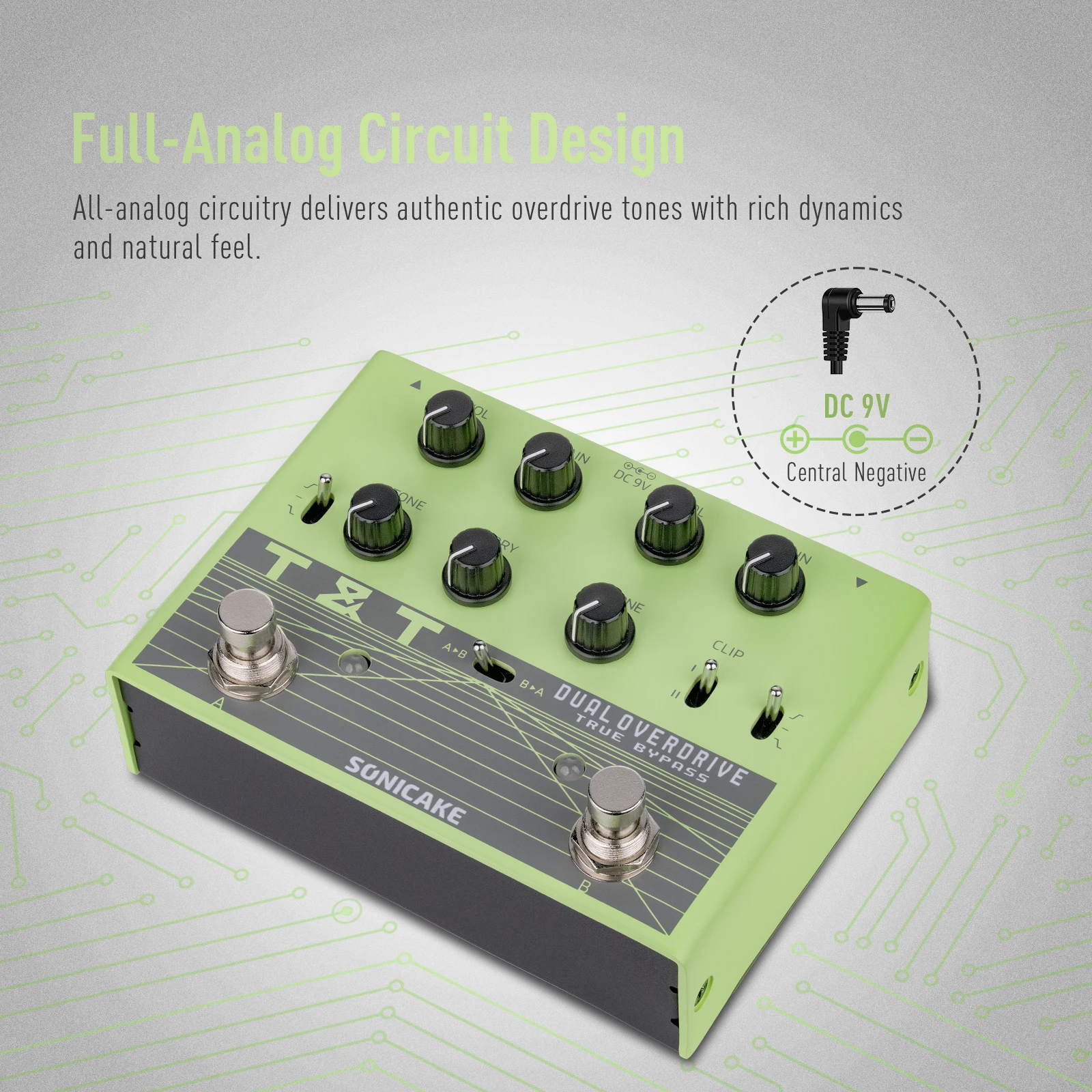 Pedal SONICAKE T&T QDS-07 para pedalboard de guitarra