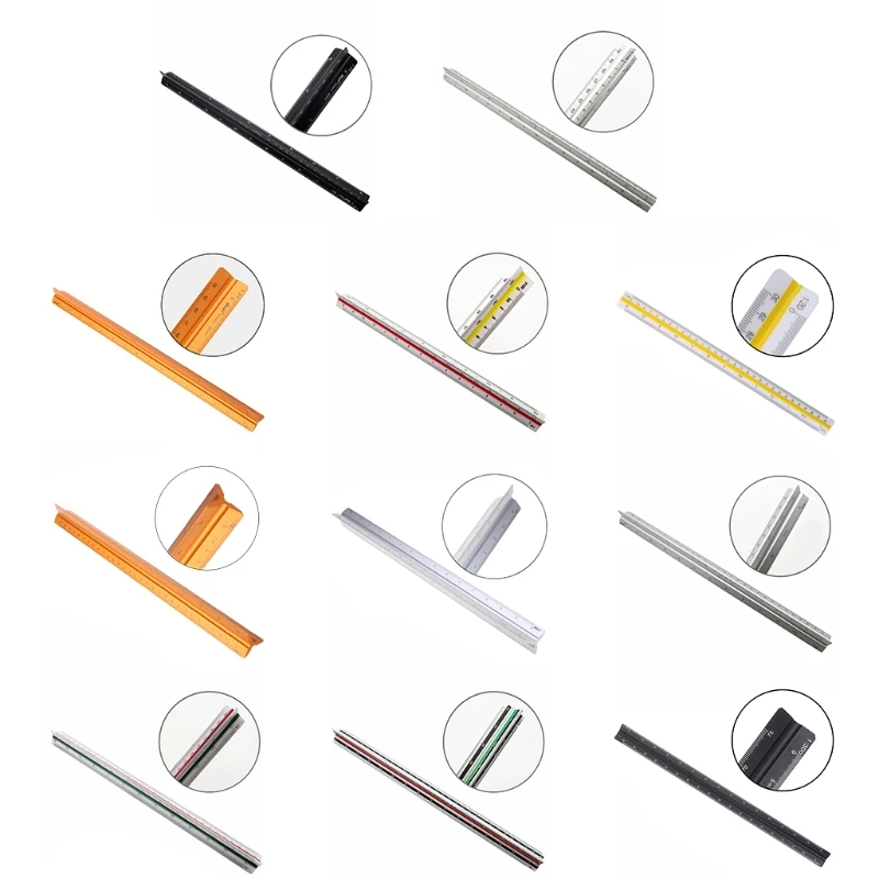 

Архитекторская масштабная линейка, 12-дюймовая профессиональная алюминиевая треугольная линейка, Прямая поставка