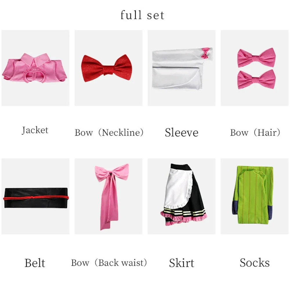 Kanroji Mitsuri Cosplay Costume Japanese Anime Kimetsu No Yaiba Sexy Kimono Maid Uniforms Women