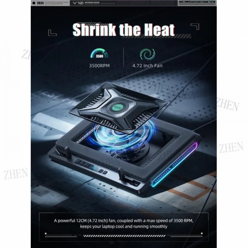 Y llano V10 Gaming Laptop Cooler, RGB Laptop Cooling Pad Stand with Powerful