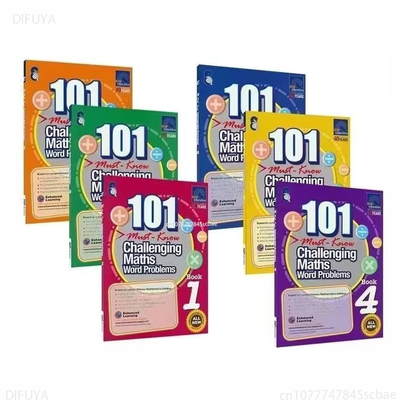 

6 Books/Set SAP 101 Challenging Maths Word Problems Singapore Primary School Grade 1-6 Math Teaching Practice Book Textbook