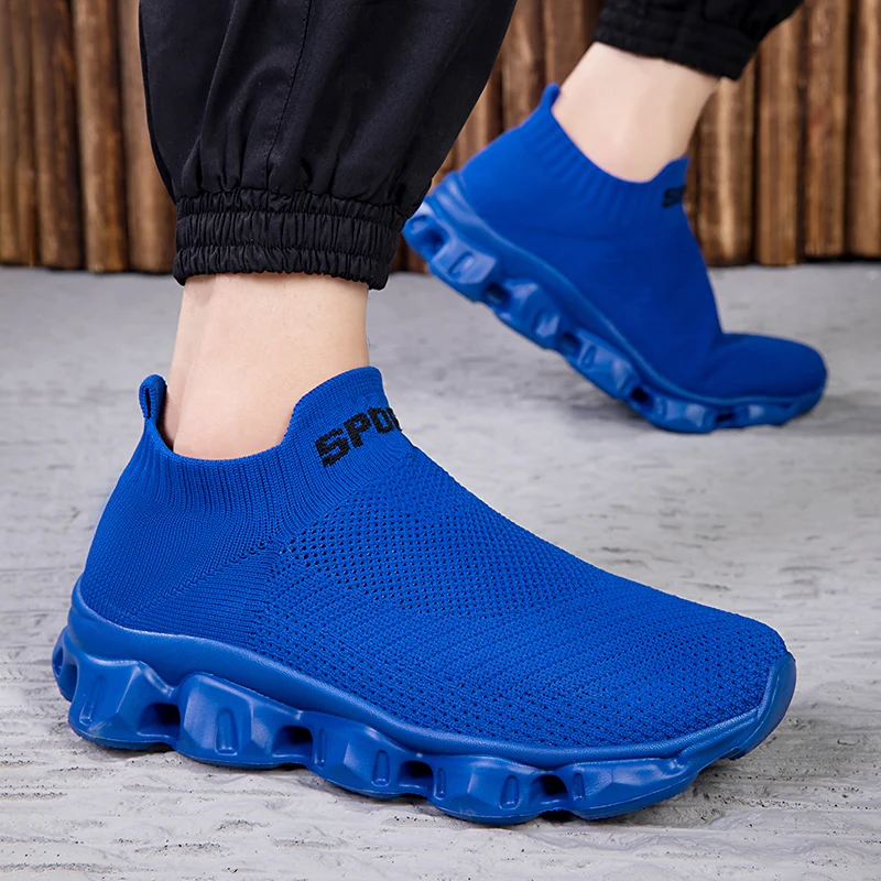 Unisex Plus Size 46 Breathable Mesh Platform Sneakers Women Slip on Soft Ladies Casual Running Shoes Woman Knit Sock Shoes Flats