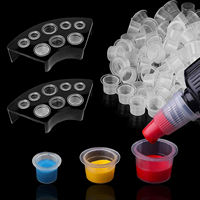 DM 100PCS Disposable Tattoo Ink Cups Plastic Pigment Clear Holder Container Caps Tattoo Permanent Makeup Microblading Supply