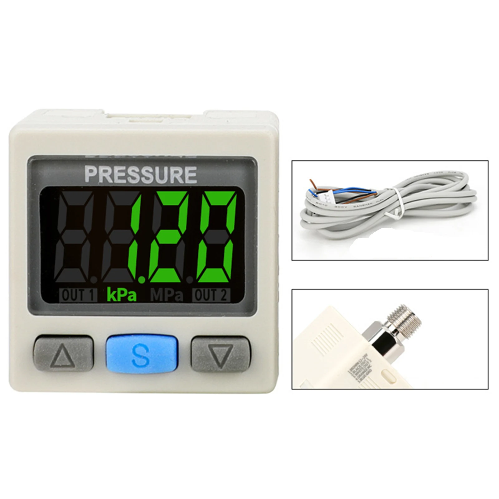 12-24V DC Digital Vacuum Pressure Regulator Controller 0-101kPa RC1/8 Gauge Switch with PNP Output for Pneumatic System