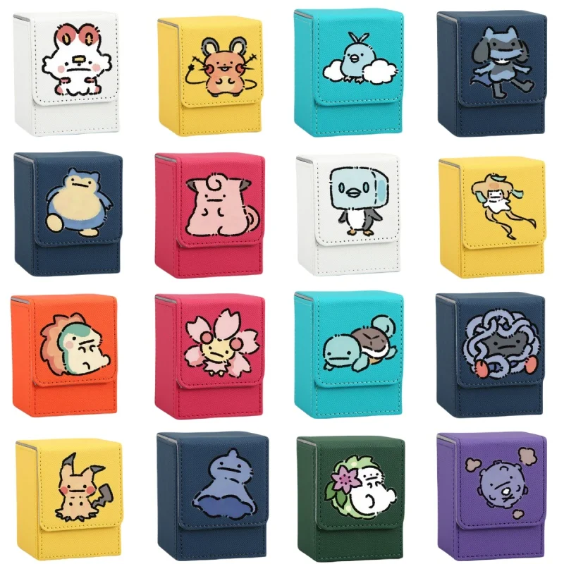 Pokemon Mimikyu Jirachi Snorlax Dedenne Squirtle Self Made Leather Card Storage Box Anime Classics Game Collection Card Toy Gift