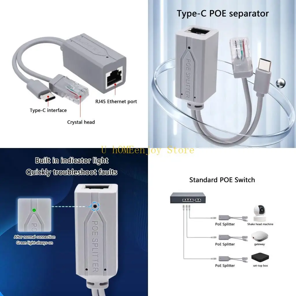 

B0KF USB C POE ADAPTER 48V до 5 В для эффективных соединений устройства