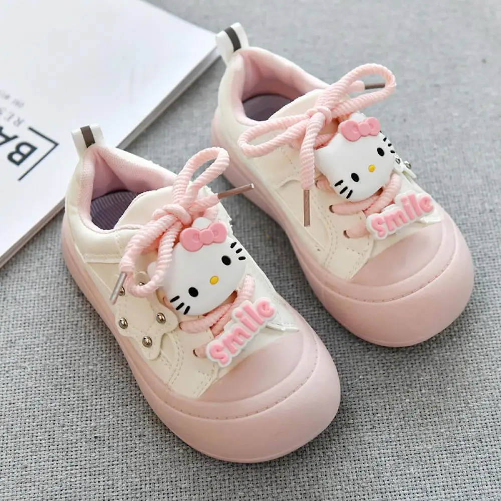 Anime Hello Kitty Kids Girls Canvas Shoes Sanrios Cartoon Cute Spring Autumn Leisure Board Shoes Kawaii Girls Student Shoes Gift