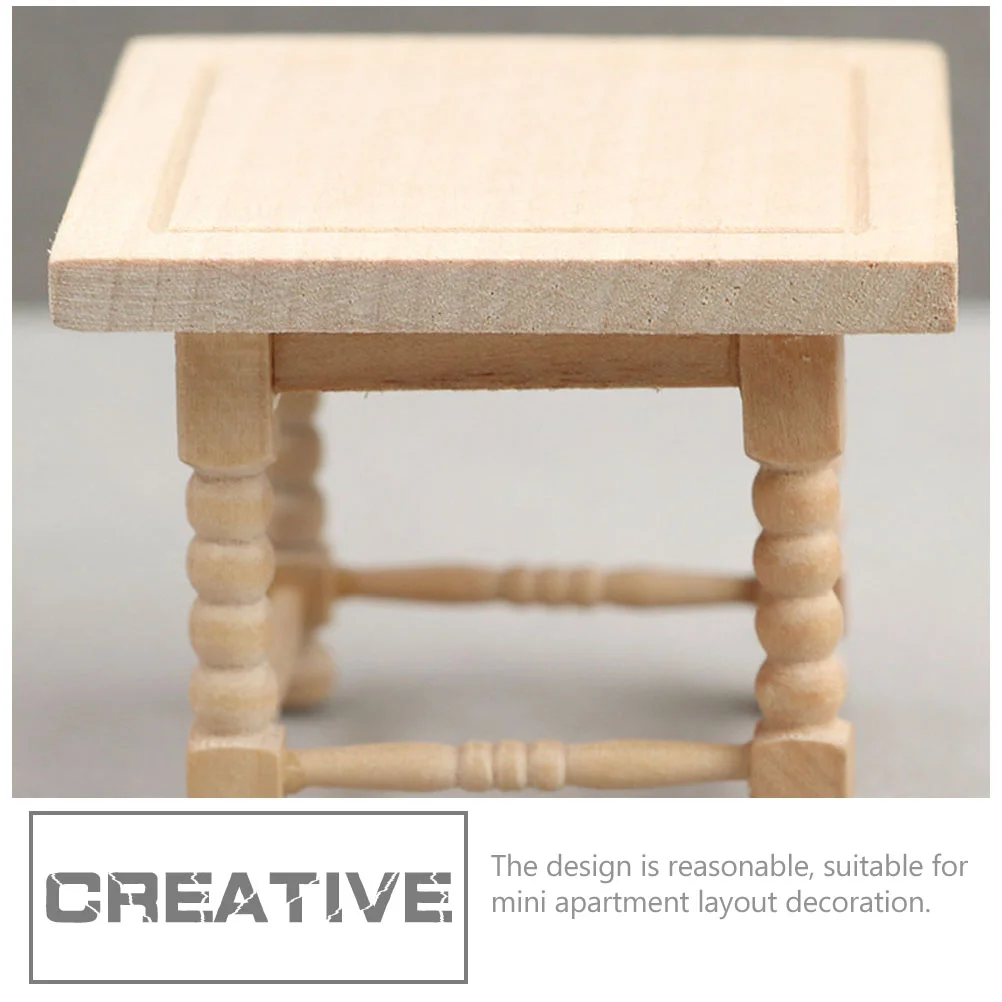 Mini European Style Square Stool Table Decor Wood Material Fine Craftsmanship Mini House Furniture Toy Suitable Small