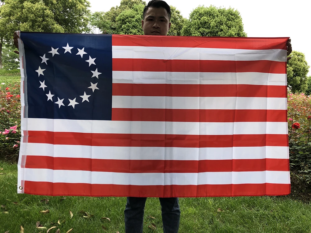 Bandera Betsy Ross - 13 estrellas, poliéster, doble cara 90x150 cm - imagen 2