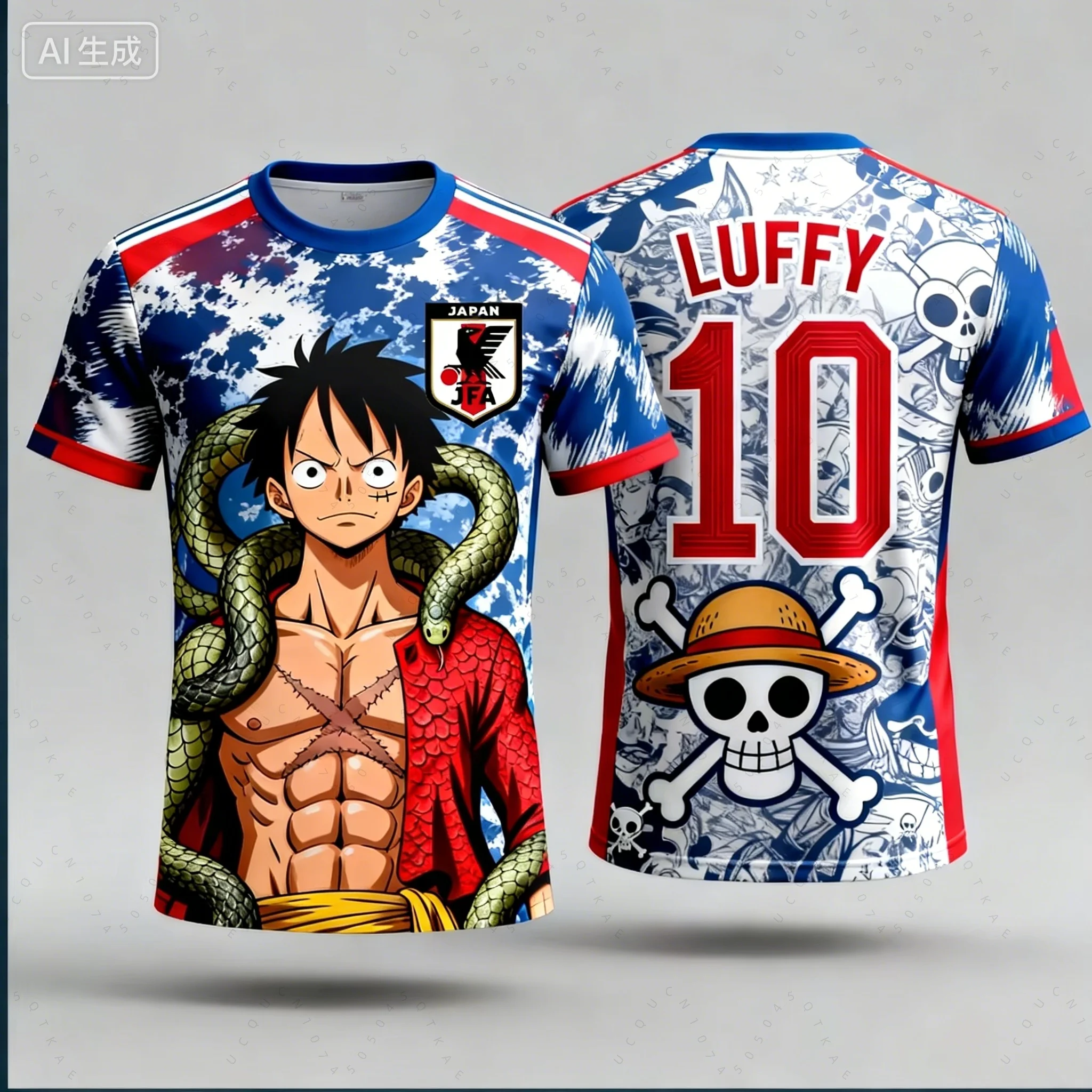 Camisa de Futebol One Piece Luffy 2026 Japão, Camiseta Infantil, Kit de Camisa Especial de Futebol, Moletom de Secagem Rápida para Adultos, Masculino e Feminino