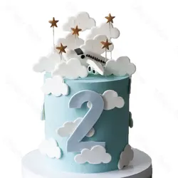 6/30/60Pcs White Cloud Cake Toppers Centerpieces White Cloud Shaped Cupcake Toppers for Birthday Baby Shower Cake Decorations