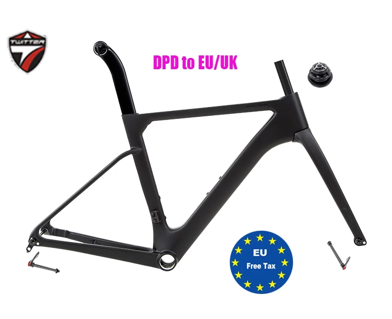 

Twitter-Carbon Road Bike Frame, Disc Brake, Thru Axle, 12x142mm, Racing Bicycle , T47, All Inner Cable,DPD, R15, 700C,EU Stock