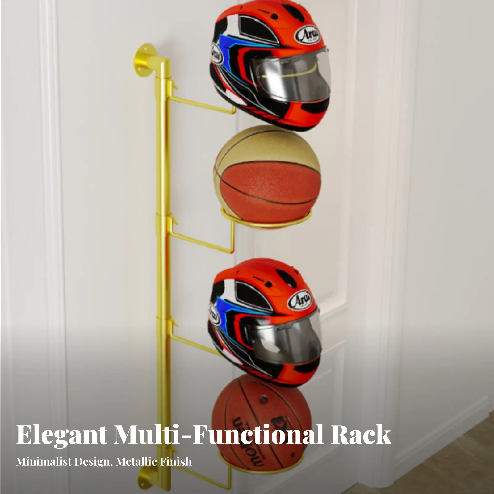 

Настенное крепление для шлема, экономящее место, многофункциональная вешалка для мотоциклетных шлемов, простая установка, для велосипедистов, гаража, спальни, гардеробной.