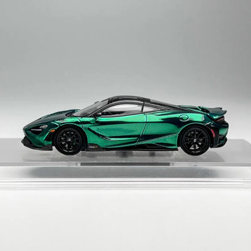 CM 1:64 Scale 765LT Electroplated Full Carbon Green Alloy Simulation Car Model Collection Display Ornament Toy Gift