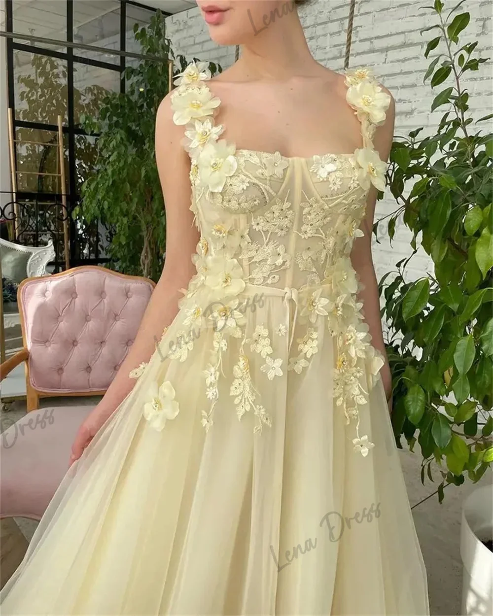 Sweetheart Yellow Ball Dress Handmade 3D Decal Graduation Party Evening Dress 2024