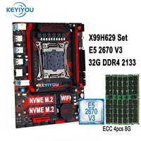 KEYIYOU X99 H629 Motherboard combo LGA 2011-3 Set kit With Xeon E5 2670 V3 Processor and 32GB(4*8GB) DDR4 2133MHZ RAM NVME M.2