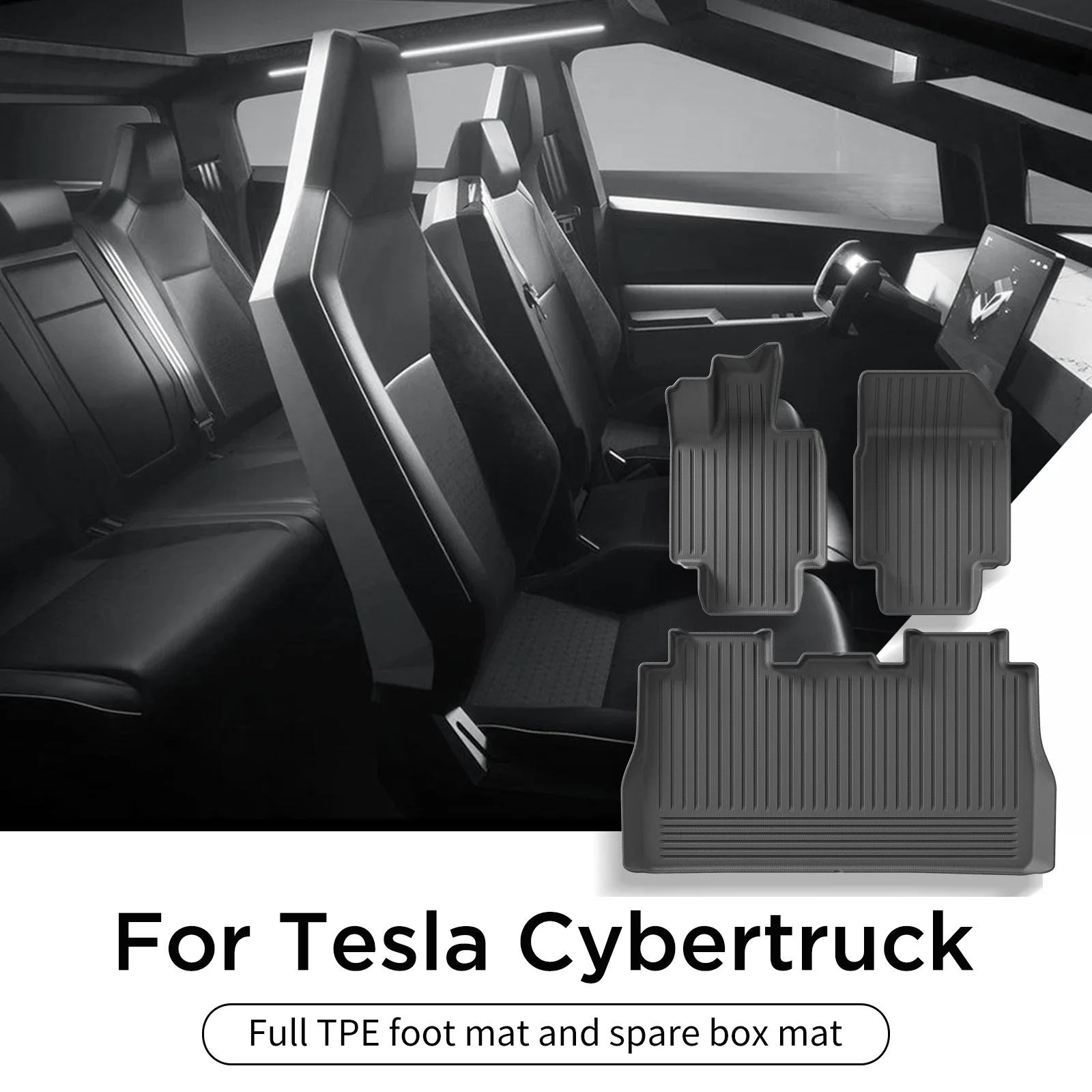 Per Tesla Cybertruck 2024 tappetini in TPE tappetino antiusura tappetino protettivo per bagagliaio posteriore accessori per auto