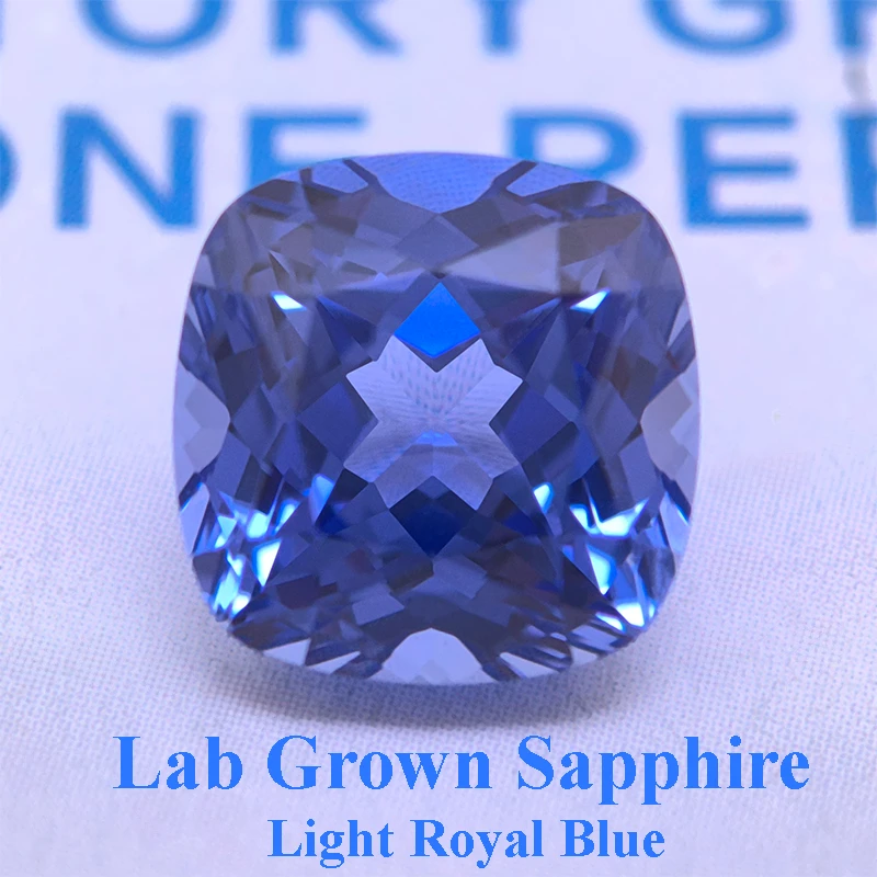 

Top Lab Grown Sapphire Light Royal Blue Square Cushion VVS1 Selectable AGL Certificate Charms Beads Diy Jewelry Making Materials