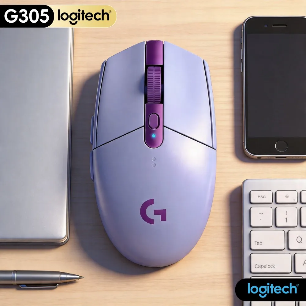 Logitech G305 LIGHTSPEED Smooth Play Gaming Mouse HERO 12000 DPI 6 Programmable Buttons 250H Battery Compatible PC Mac System