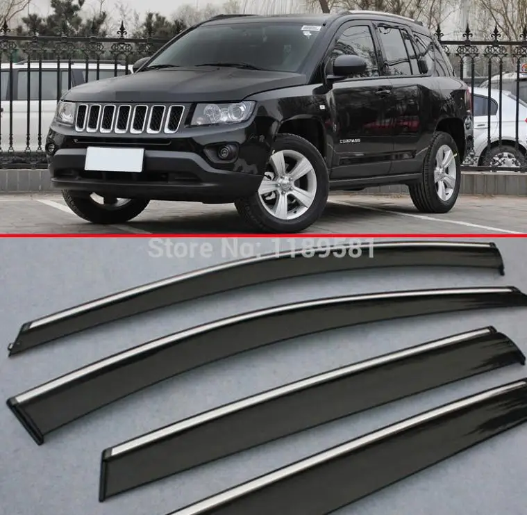 For Jeep Compass 2010 2011 2012 2013 2014 2015 Window Wind Deflector Visor Rain/Sun Guard Vent Car Accessories Stickers