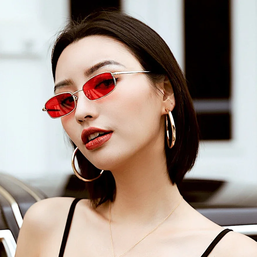 Retro Quadrat Sonnenbrille Candy Farbe Vintege Metall Katze UV400 Weibliche Sommer Straße Brillen für Frauen Korea Stil Gafas De Sol – Detail 12