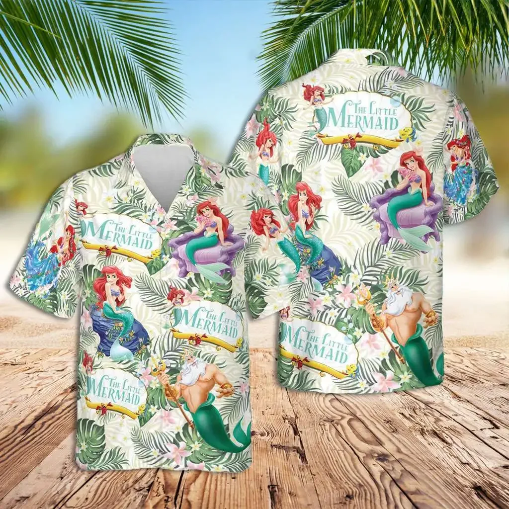 

The Little Mermaid Hawaiian Shirt Men Women Ariel Princess Hawaiian Shirt Disney Hawaiian Shirt Retro Button Short Sleeve Shirt