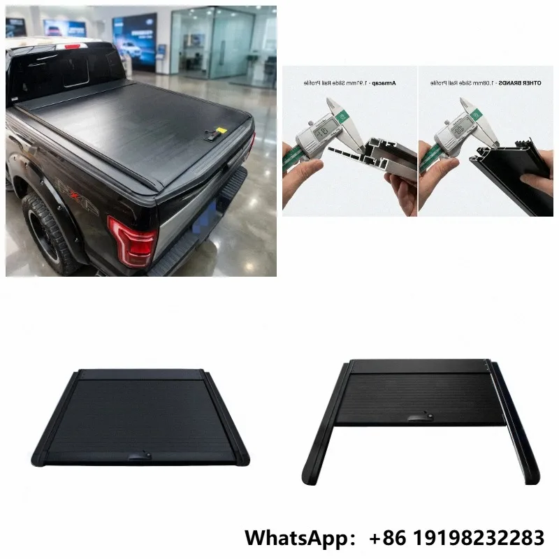 Smooth Single-Hand Operation Aluminum Alloy Truck Bed Cover for F150 Ram 1500 NP300 6.1-6.5ft Retractable Tonneau Cover