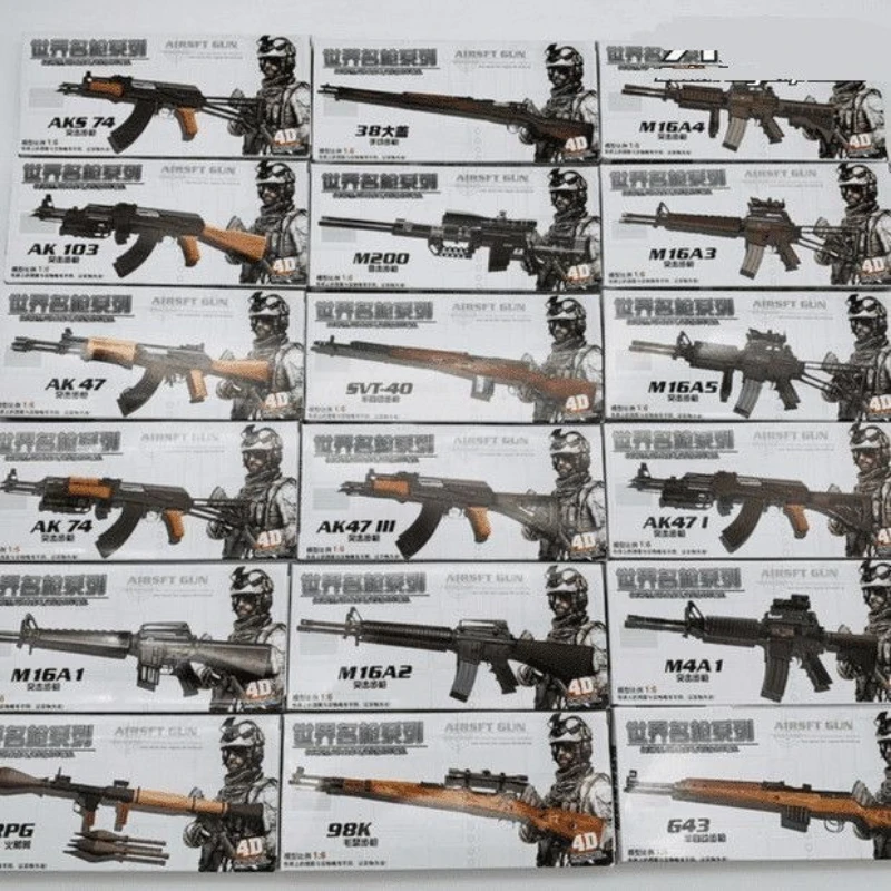 1/6 4D Nostalgic Gun Model 18 Type Easy Assembled AK47 RPG Rocket Launcher M16A1 G43 SVT-40 98K for Action Figure  Accessories view 4